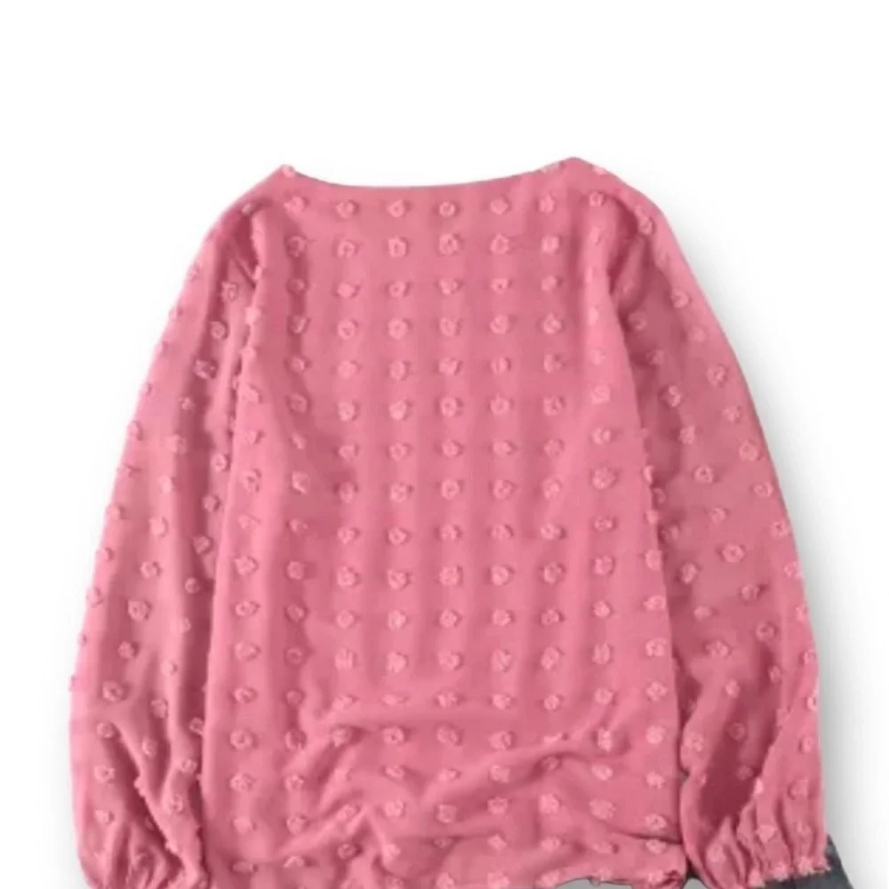 PINK SWISS DOT PUFFED LONG SLEEVE TOP - Picture 6 of 11